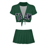 Custom Green Navy Cheerleading Uniform Set