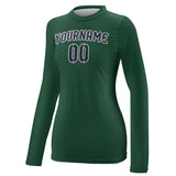 Custom Green Navy Women's Long-Sleeve Shirt