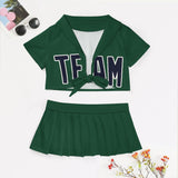 Custom Green Navy Cheerleading Uniform Set