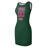 Custom Green Pink Sleeveless Vest Dress