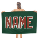 Custom Green Coral Red Beach Towel