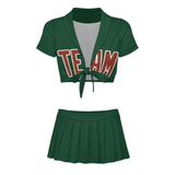Custom Green Coral Red Cheerleading Uniform Set