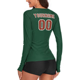 Custom Green Coral Red Women's Long-Sleeve Shirt