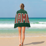 Custom Green Coral Red Beach Towel