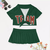 Custom Green Coral Red Cheerleading Uniform Set