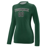 Custom Green Black Women's Long-Sleeve Shirt