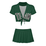 Custom Green Dark Grey Cheerleading Uniform Set