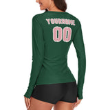 Custom Green Light Pink Women's Long-Sleeve Shirt