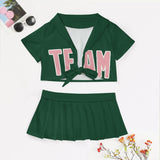 Custom Green Light Pink Cheerleading Uniform Set