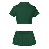 Custom Green Khaki Cheerleading Uniform Set