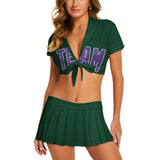 Custom Green Light Purple Cheerleading Uniform Set