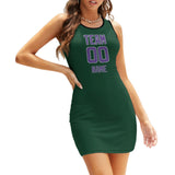 Custom Green Light Purple Sleeveless Vest Dress
