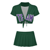 Custom Green Light Purple Cheerleading Uniform Set