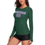 Custom Green Light Purple Women's Long-Sleeve Shirt