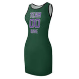 Custom Green Light Purple Sleeveless Vest Dress