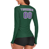 Custom Green Light Purple Women's Long-Sleeve Shirt
