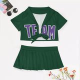 Custom Green Light Purple Cheerleading Uniform Set