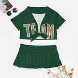 Custom Green Light Khaki Cheerleading Uniform Set