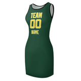 Custom Green Light Yellow Sleeveless Vest Dress