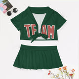 Custom Green Copper Rose Cheerleading Uniform Set