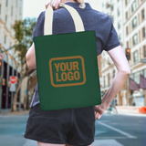 Custom Green Light Khaki Canvas Tote Bag