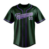 Custom Green & Light Purple Colors Design Sports Baseball Jersey