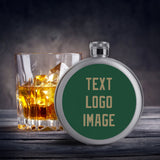 Custom Green Light Khaki Hip Flask