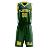 Custom Green Light Yellow Basketball Set