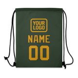 Custom Dark Green Yellow Drawstring Bag