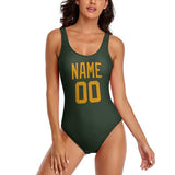 Custom Dark Green Yellow Swimsuit