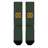 Custom Dark Green Yellow Knee-High Sock