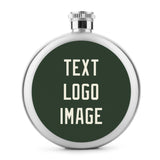 Custom Dark Green Cream Hip Flask