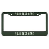 Custom Dark Green Cream License Plate Frame