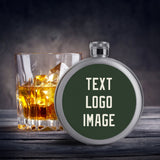 Custom Dark Green Cream Hip Flask