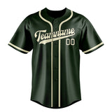 Custom Dark Green & Cream Colors Design Sports Baseball Jersey