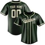 Custom Dark Green & Cream Colors Design Sports Baseball Jersey