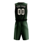 Custom Dark Green Cream Basketball Set