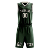 Custom Dark Green Cream Basketball Set