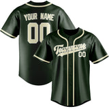 Custom Dark Green & Cream Colors Design Sports Baseball Jersey