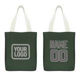 Custom Dark Green Dark Grey Canvas Tote Bag