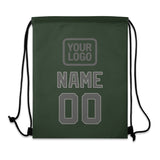 Custom Dark Green Dark Grey Drawstring Bag