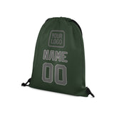 Custom Dark Green Dark Grey Drawstring Bag