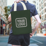 Custom Dark Green Dark Grey Canvas Tote Bag