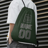 Custom Dark Green Dark Grey Drawstring Bag