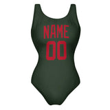 Custom Dark Green Red Swimsuit