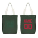 Custom Dark Green Red Canvas Tote Bag