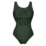 Custom Dark Green Black Swimsuit