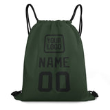Custom Dark Green Black Drawstring Bag