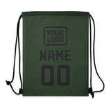Custom Dark Green Black Drawstring Bag