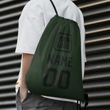Custom Dark Green Black Drawstring Bag